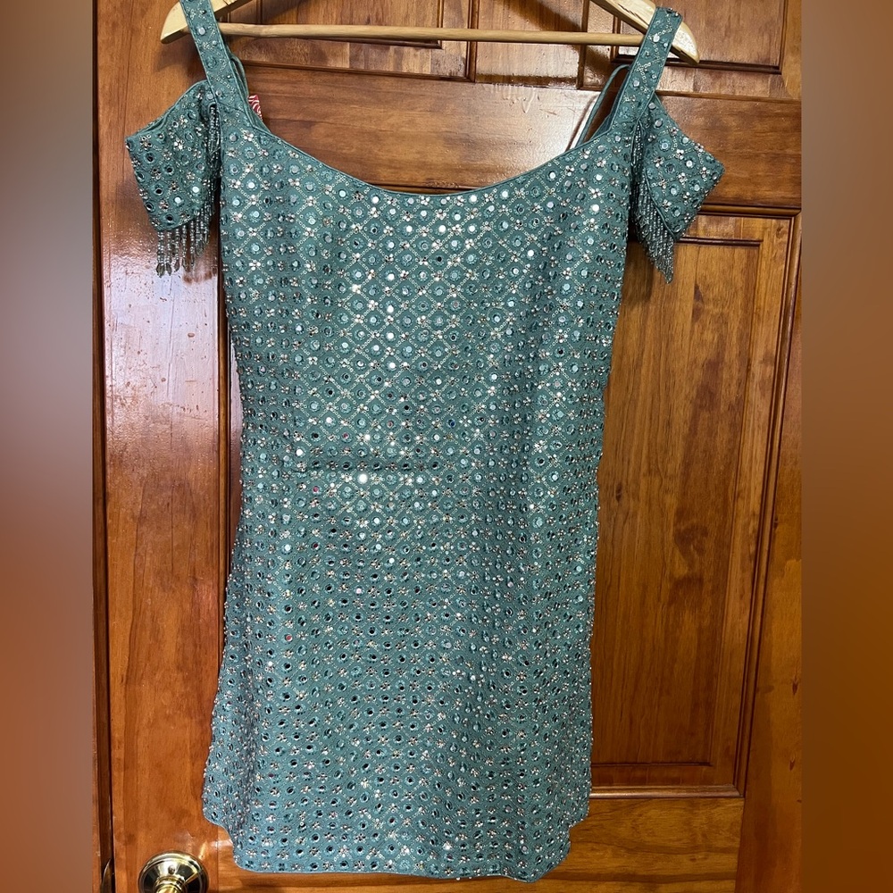 Elegant Teal Beaded sharara suit